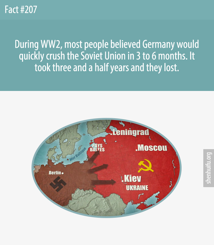 During WW2, most people believed Germany would quickly crush the Soviet Union in 3 to 6 months. It took three and a half years and they lost.