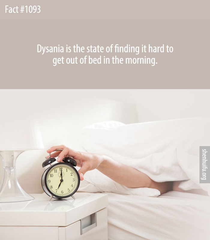 Dysania is the state of finding it hard to get out of bed in the morning.