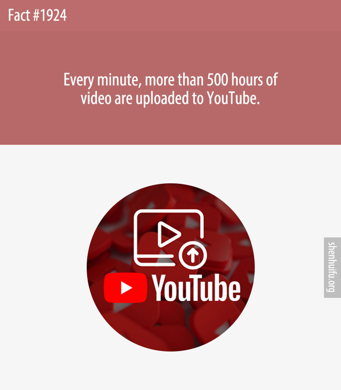 Every minute, more than 500 hours of video are uploaded to YouTube.