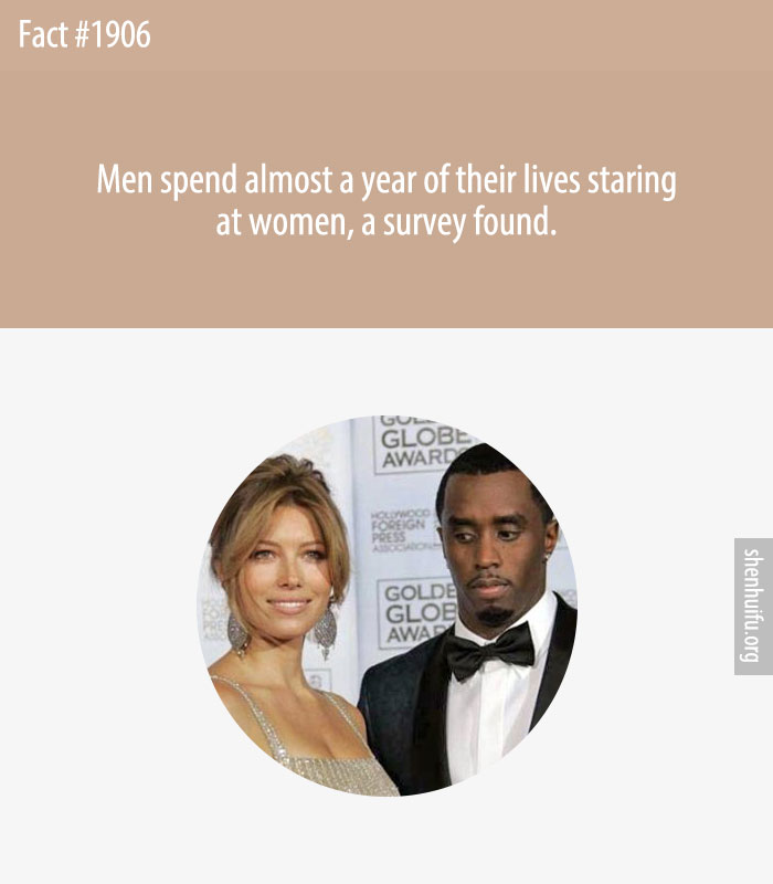 Men spend almost a year of their lives staring at women, a survey found.