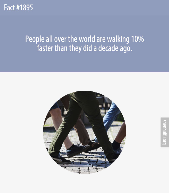 People all over the world are walking 10% faster than they did a decade ago.