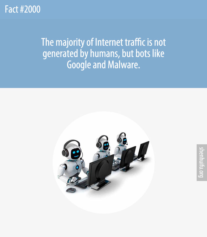 The majority of Internet traffic is not generated by humans, but bots like Google and Malware.