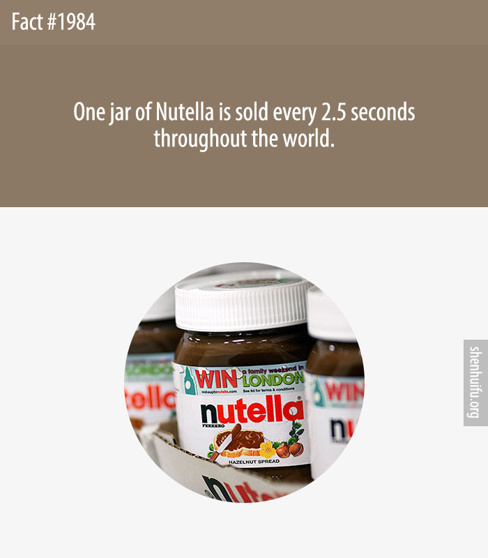 One jar of Nutella is sold every 2.5 seconds throughout the world.