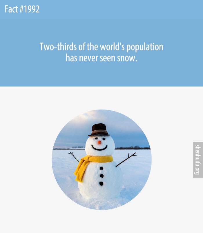 Two-thirds of the world's population has never seen snow.