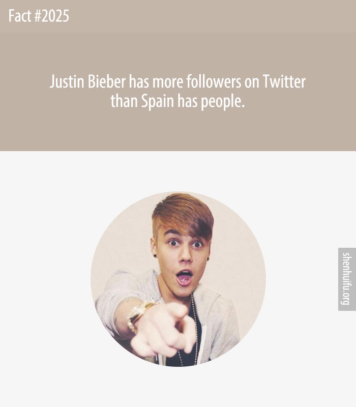 Justin Bieber has more followers on Twitter than Spain has people.