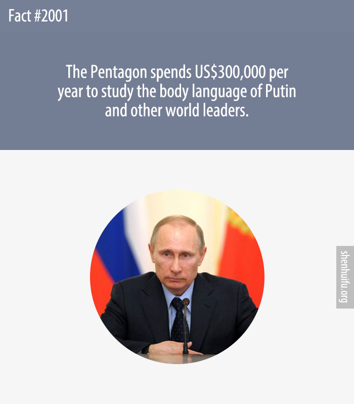 The Pentagon spends US$300,000 per year to study the body language of Putin and other world leaders.