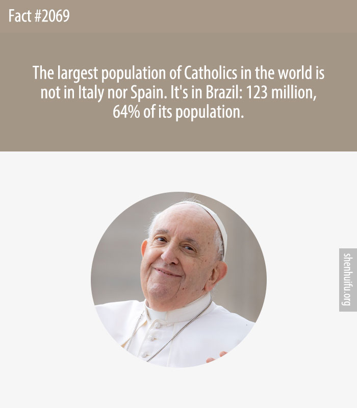 The largest population of Catholics in the world is not in Italy nor Spain. It's in Brazil: 123 million, 64% of its population.