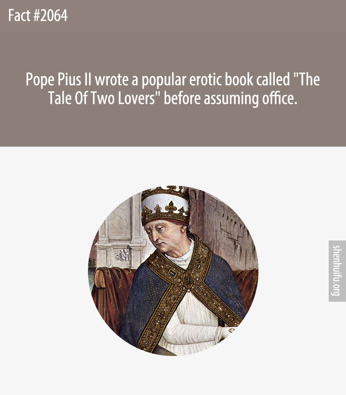 Pope Pius II wrote a popular erotic book called 'The Tale Of Two Lovers' before assuming office.