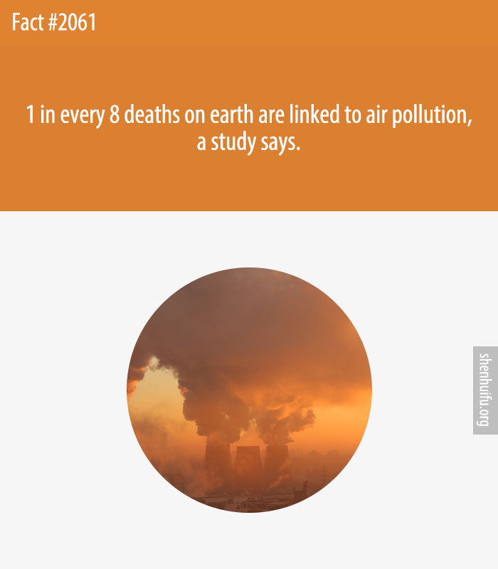 1 in every 8 deaths on earth are linked to air pollution, a study says.