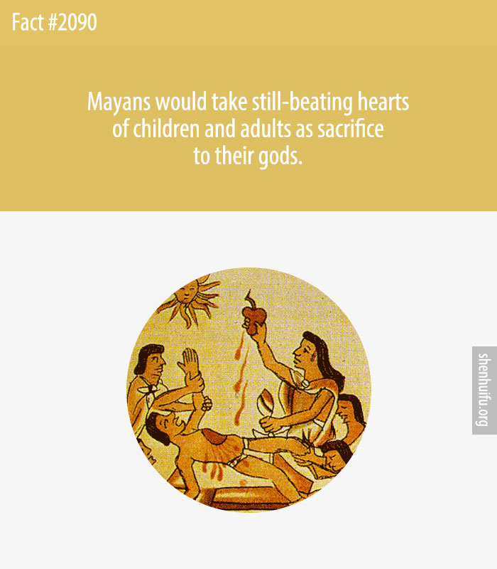 Mayans would take still-beating hearts of children and adults as sacrifice to their gods.