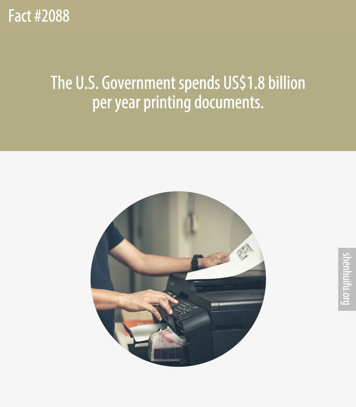 The U.S. Government spends US$1.8 billion per year printing documents.