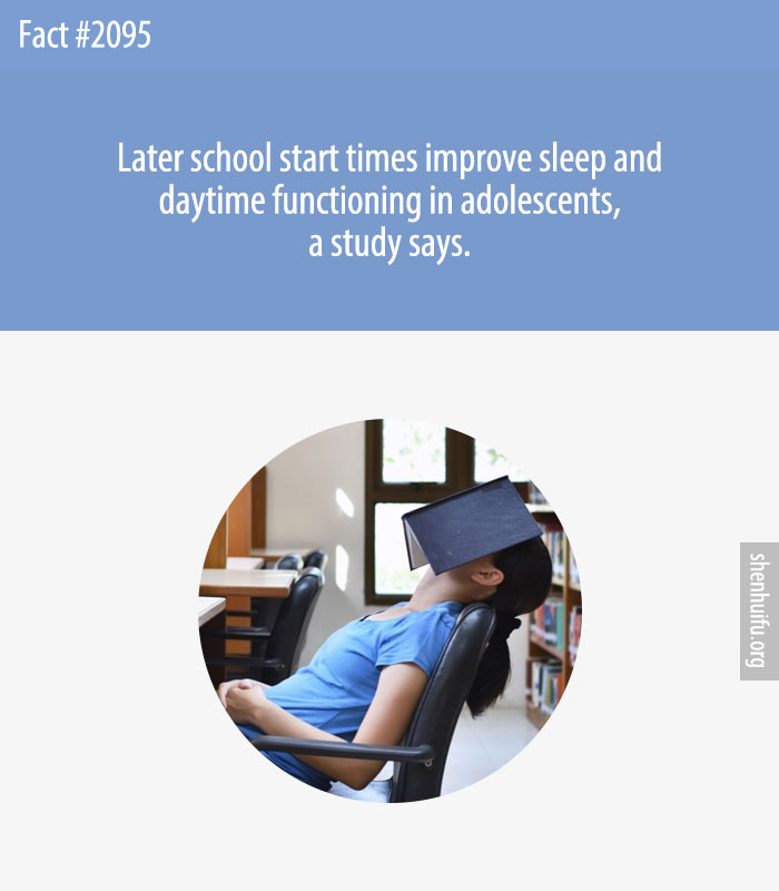 Later school start times improve sleep and daytime functioning in adolescents, a study says.