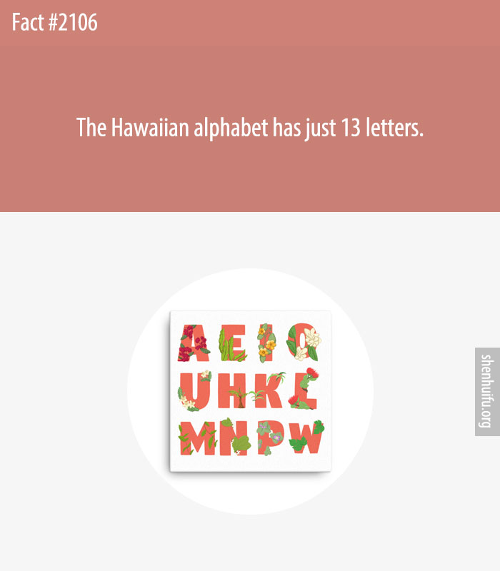 The Hawaiian alphabet has just 13 letters.