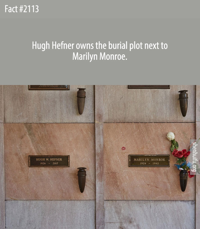 Hugh Hefner owns the burial plot next to Marilyn Monroe.